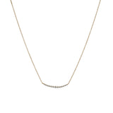 14k gold diamond bezel curved necklace