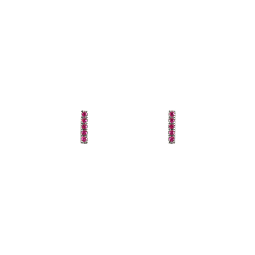 14k gold ruby stick earrings