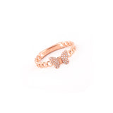 14k gold diamond butterfly chain link ring