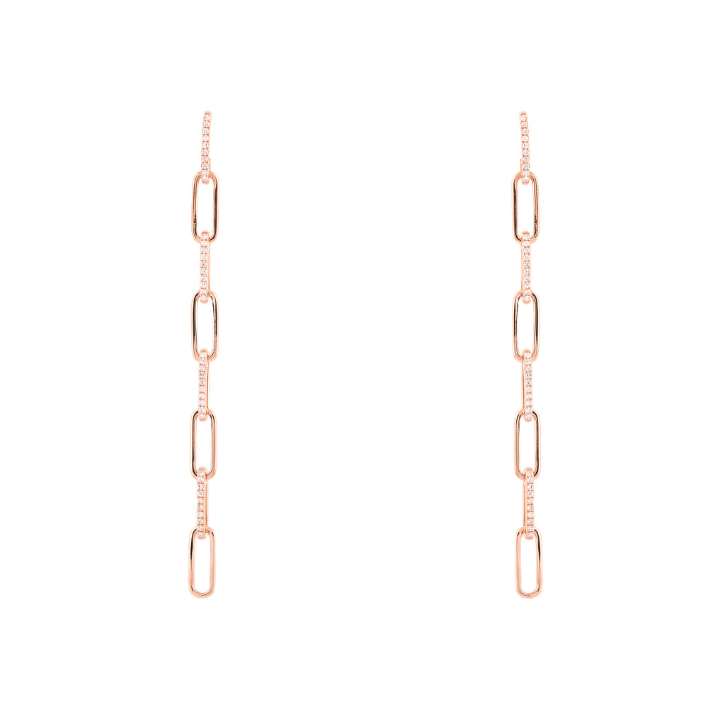 14k gold diamond paperclip link drops