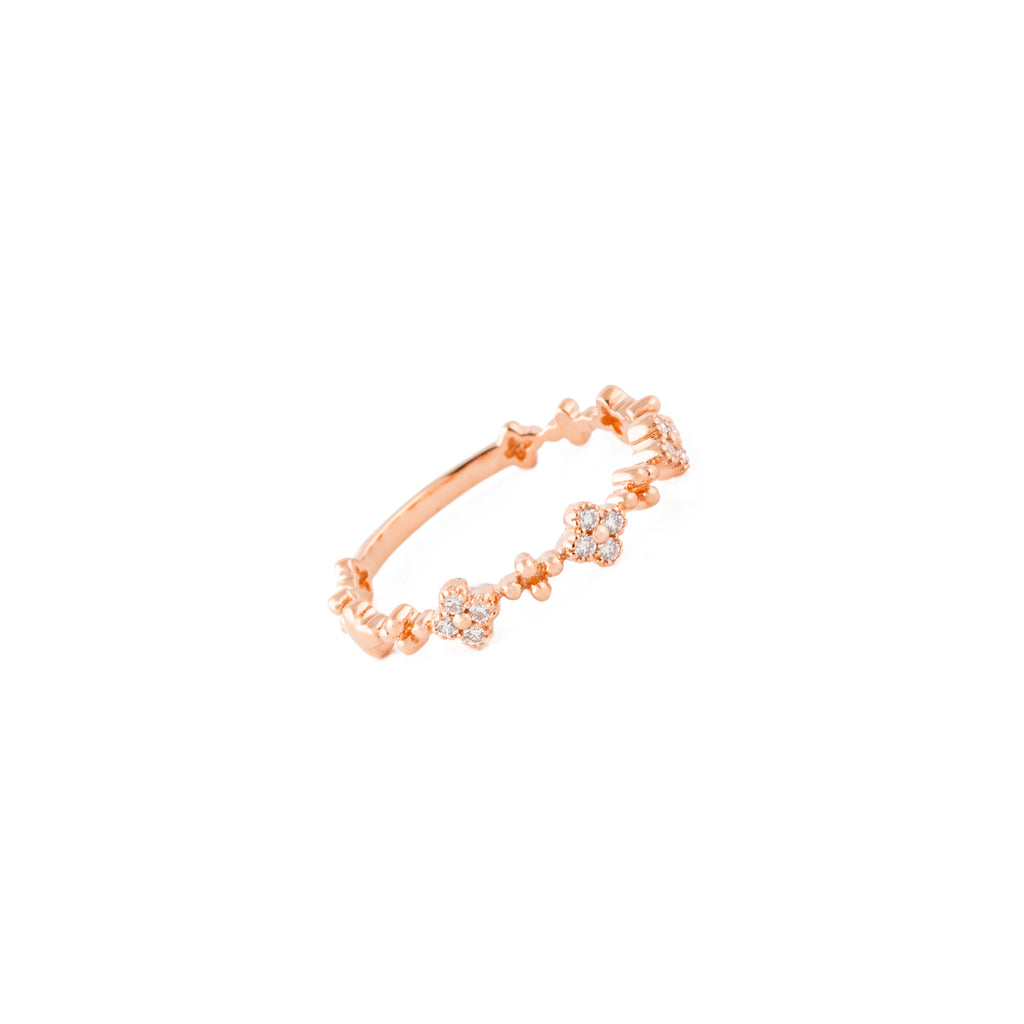 14k gold and diamond clover band