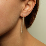 14k gold and diamond curved stick with posts