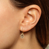 14k gold topaz small pear drop earrings