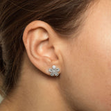 14k gold diamond baguette daisy earrings