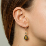 14k gold labradorite and topaz diamond drop earrings