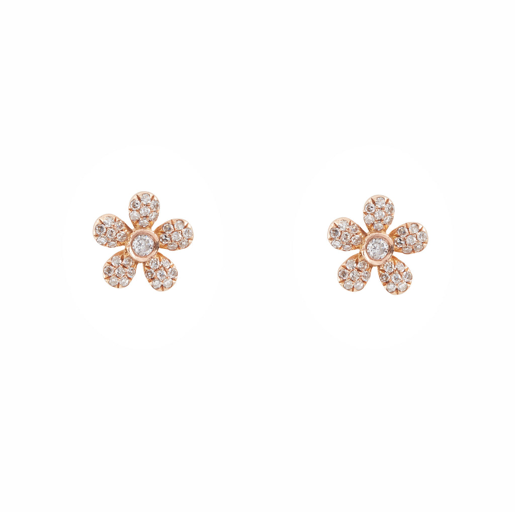 14k gold and diamond daisy studs - single