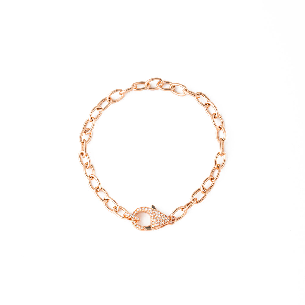 14k gold diamond lobster claw paperclip chain bracelet