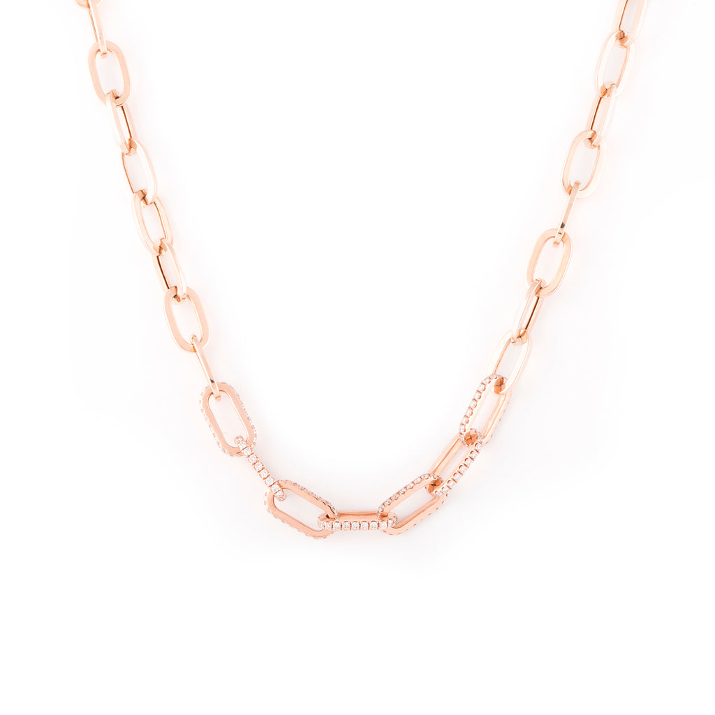 14k gold diamond paperclip necklace