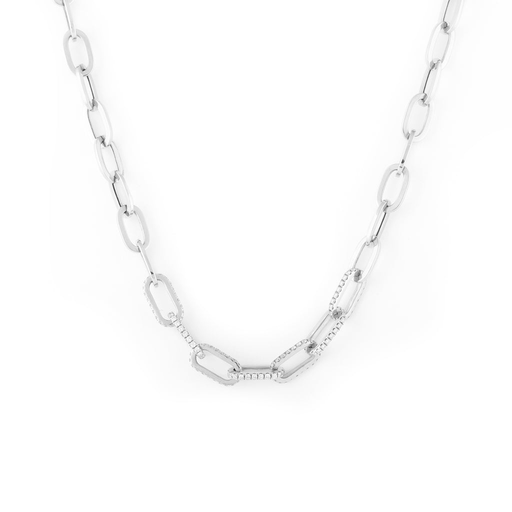 14k gold diamond paperclip necklace