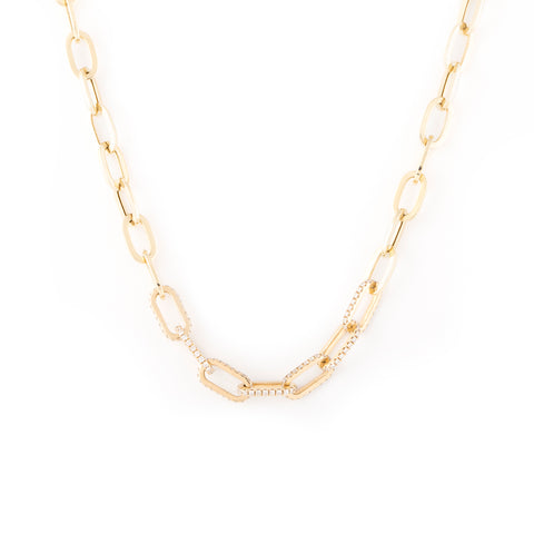 14k gold diamond paperclip necklace