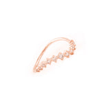14k gold shared prong diamond curved ring