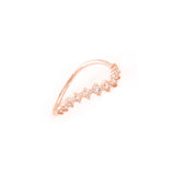 14k gold shared prong diamond curved ring