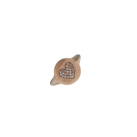 14k gold diamond inset pave heart ring