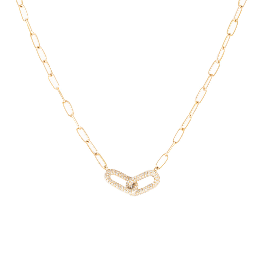 14k gold double diamond link necklace
