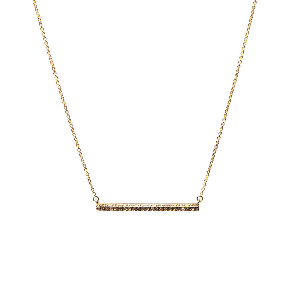 14k gold double diamond bar necklace