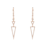 14k rose gold diamond triangle drop earrings