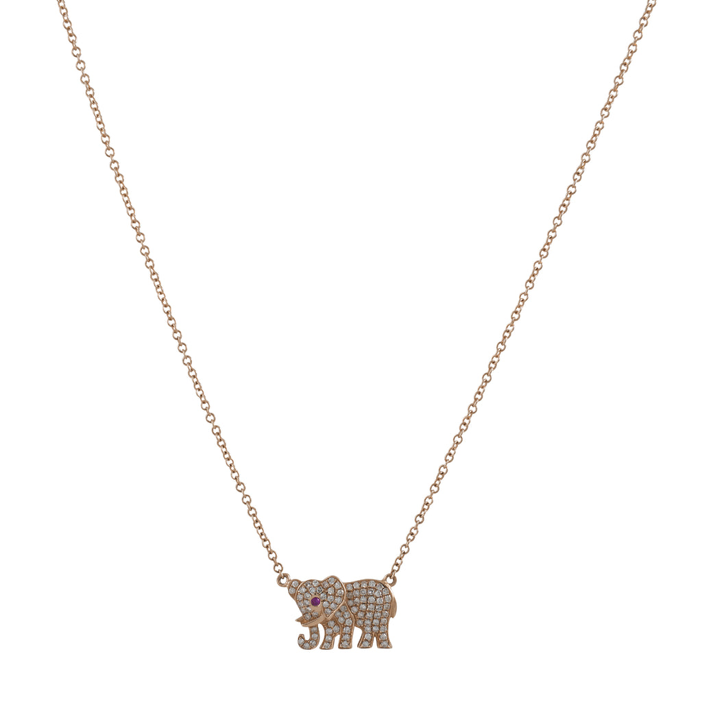 14k gold diamond elephant necklace