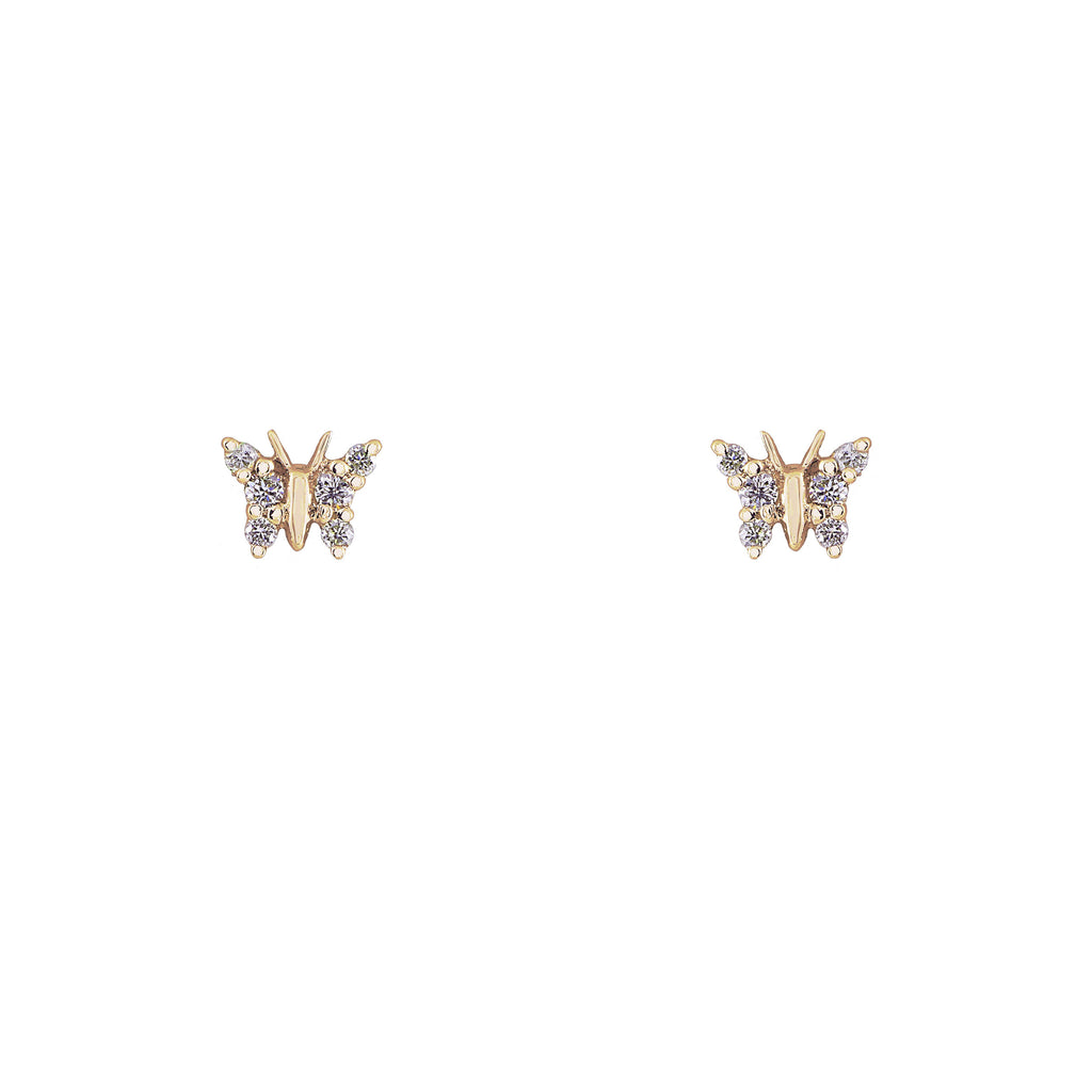 14k gold and diamond butterfly studs