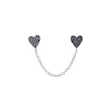 14k gold diamond double heart with chain studs