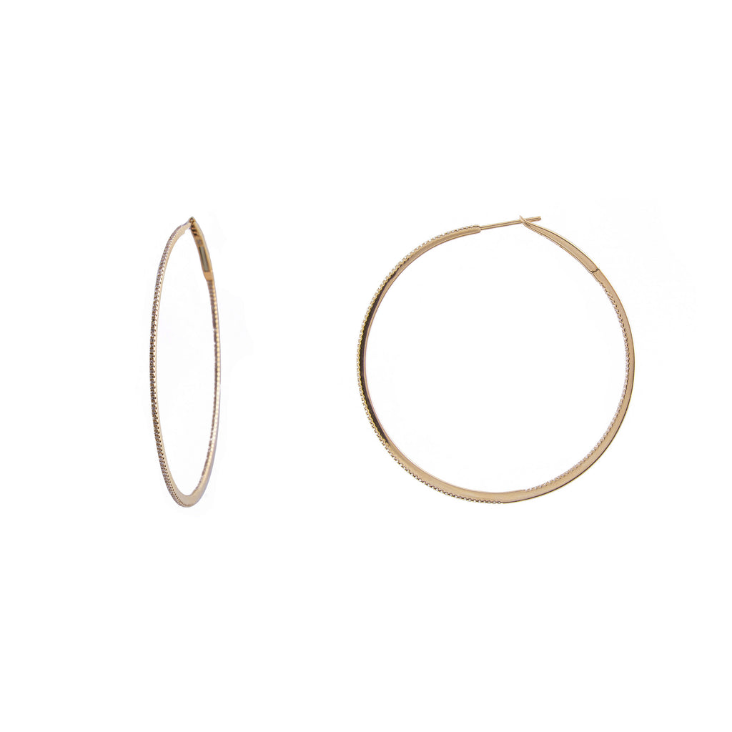 14k gold 2" diamond hoops