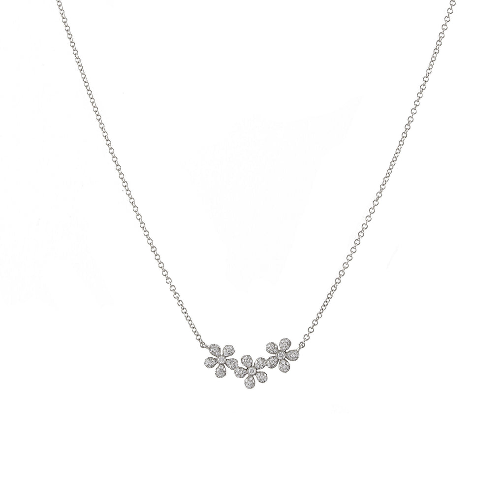 14k gold diamond triple daisy necklace