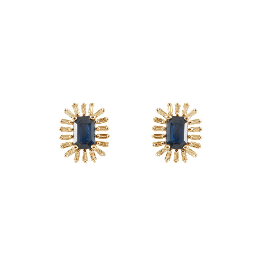 14k gold diamond sapphire fancy posts