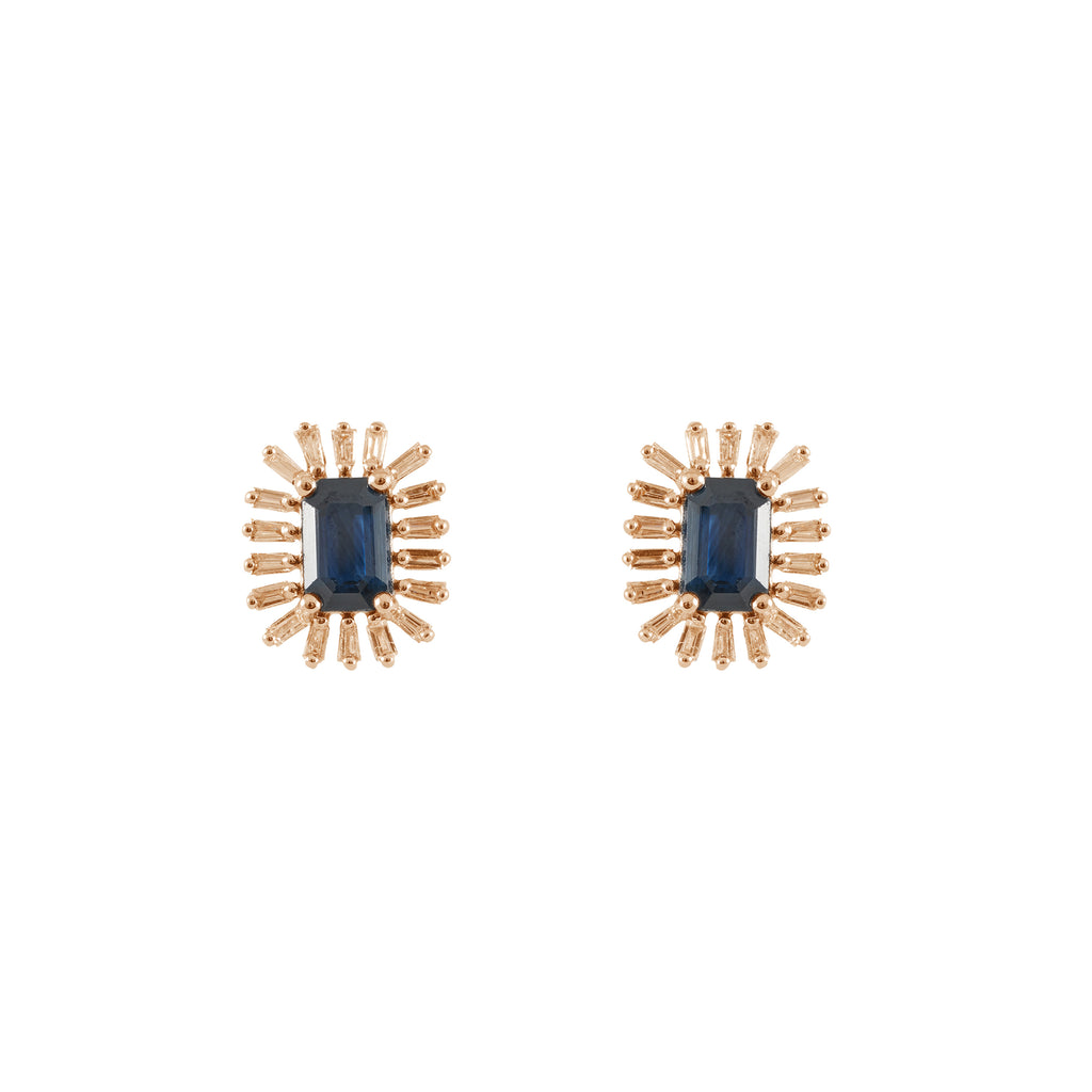 14k gold diamond sapphire fancy posts