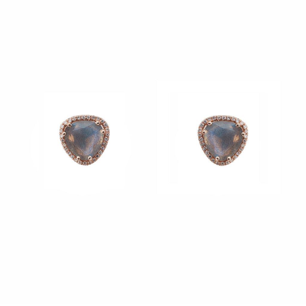 14k gold diamond labradorite soft triangle posts