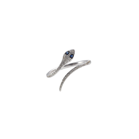 14k gold diamond sapphire snake ring