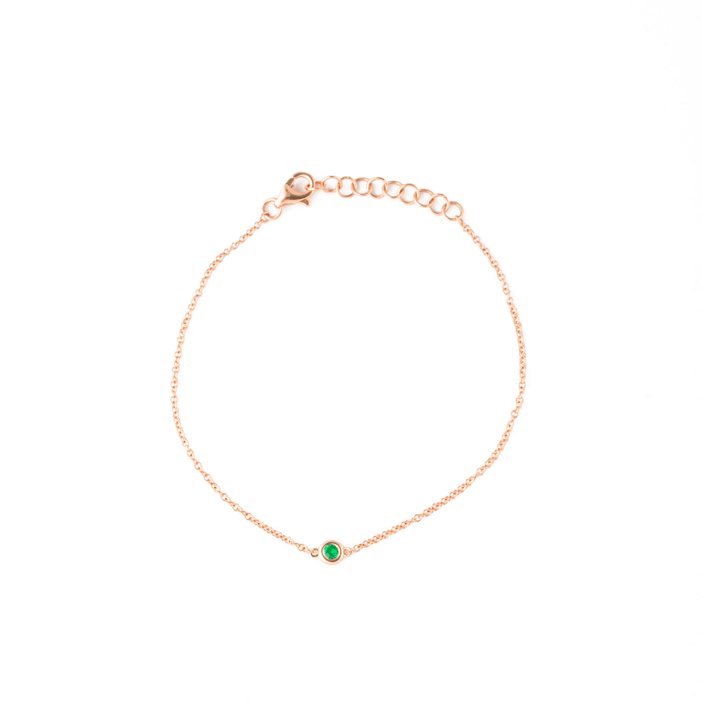 14 gold emerald small dot chain bracelet