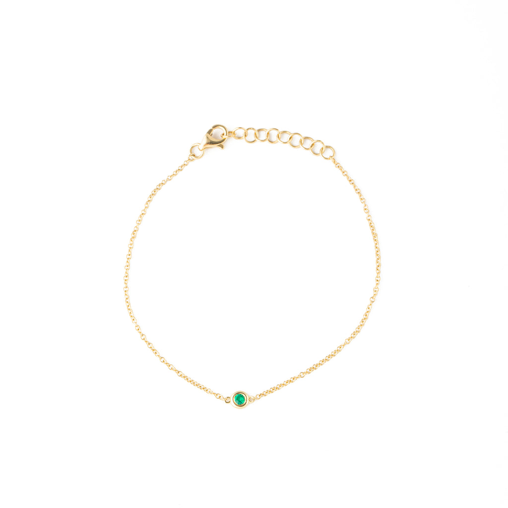 14 gold emerald small dot chain bracelet