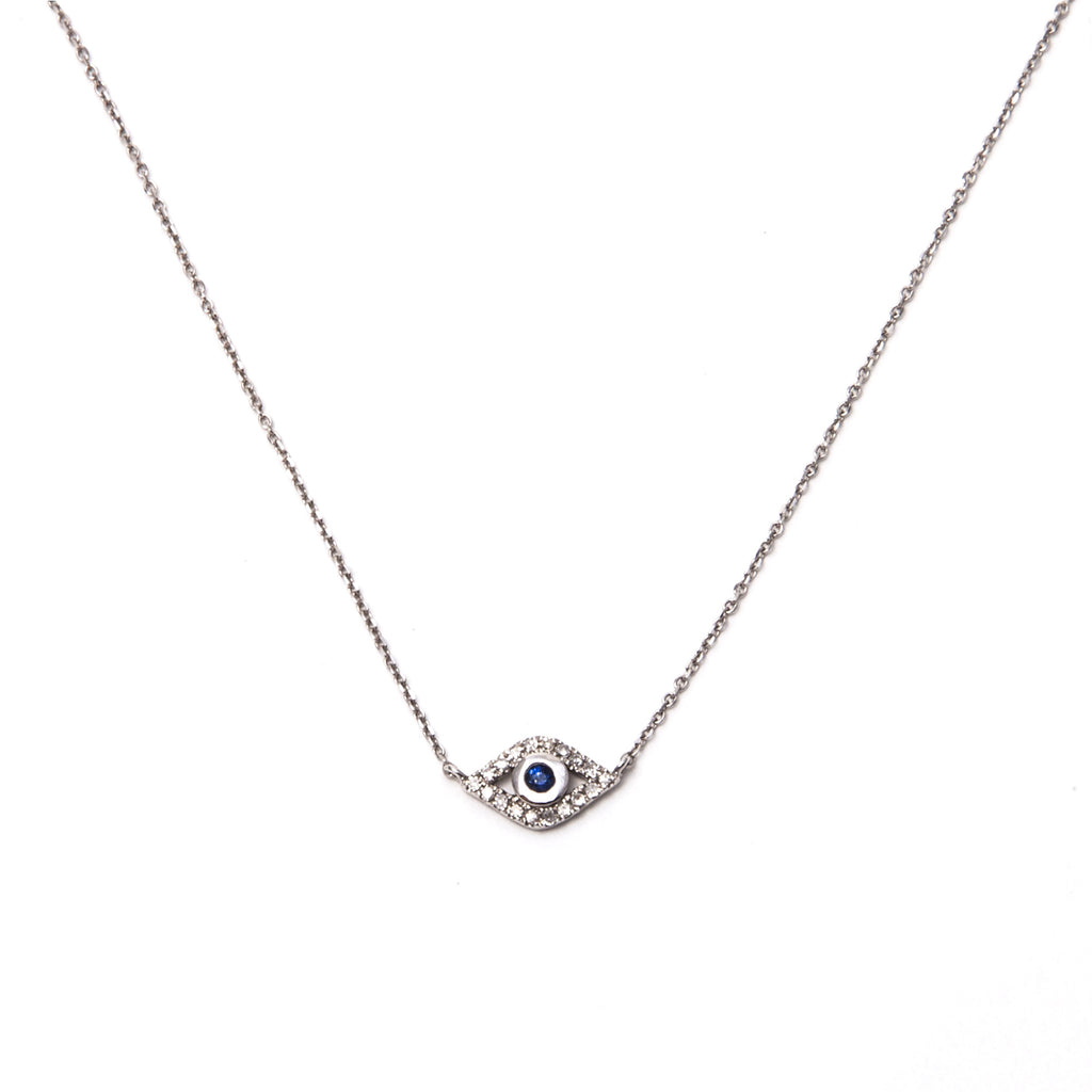 14k gold diamond mini evil eye necklace