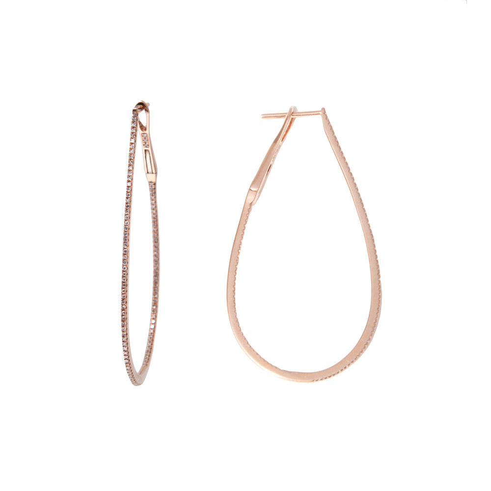 14k Rose Gold Diamond Horseshoe Hoops