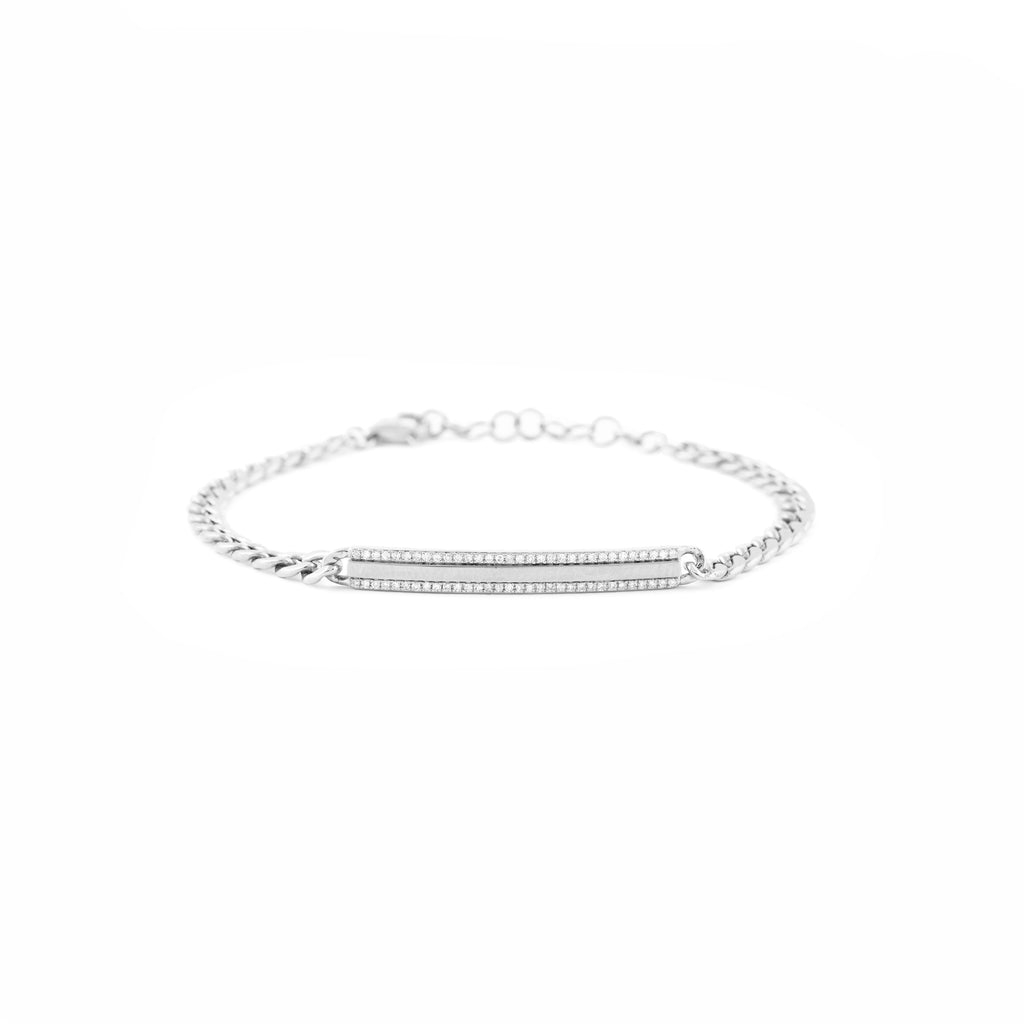 14k gold diamond ID bar chain link bracelet