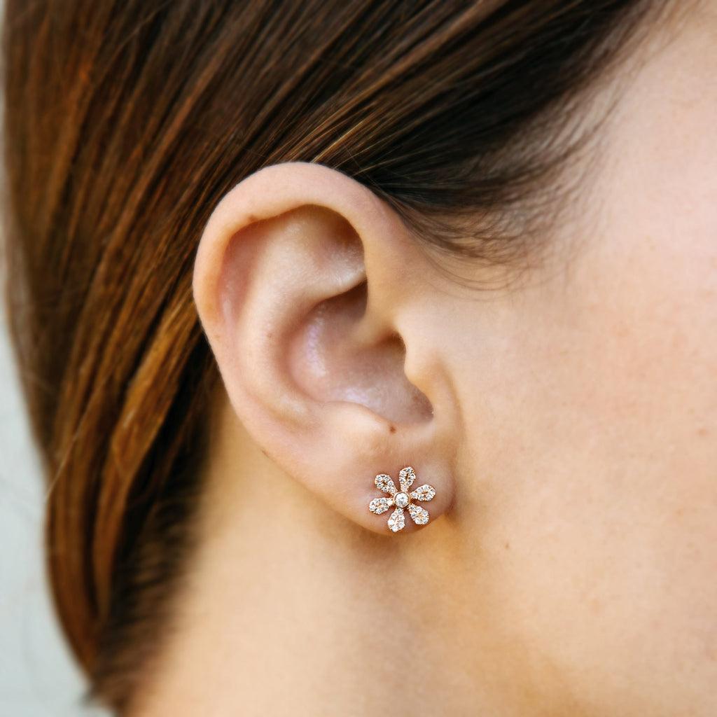 14k gold diamond daisy studs