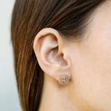 14k gold diamond baguette stud earrings