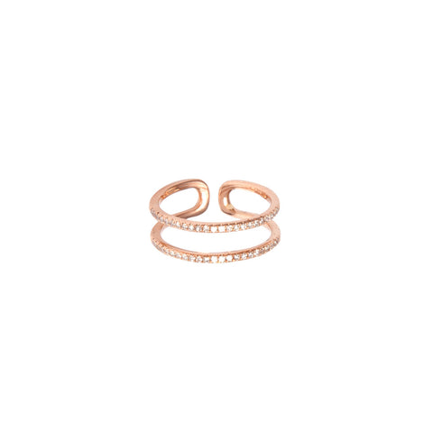 14k gold double diamond band midi ring