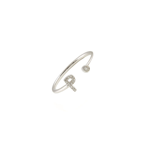 14k gold diamond initial ring