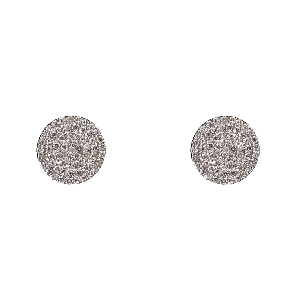14k gold and diamond large flat disk earrings