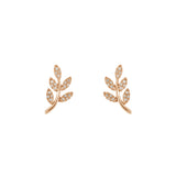 14k gold diamond leaf studs