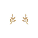 14k gold diamond leaf studs