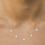 14k gold 5 diamond star drop necklace