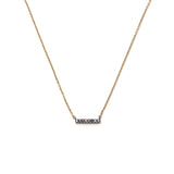 14k gold black diamond small bar necklace
