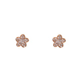 14k gold and diamond mini flower studs