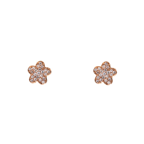 14k gold and diamond mini flower studs