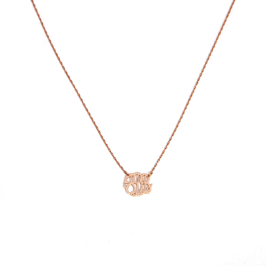 14k gold mini monogram necklace