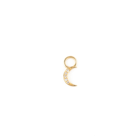 14k gold bitty diamond moon charm