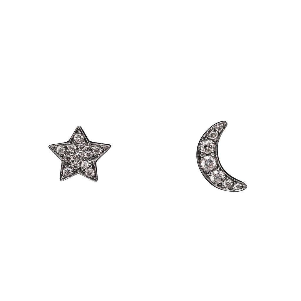 14k gold diamond moon star posts