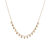 14k gold diamond multi bezel drop necklace