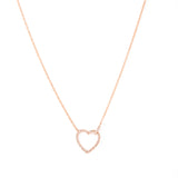 14k gold diamond open heart with diamond jumpring necklace